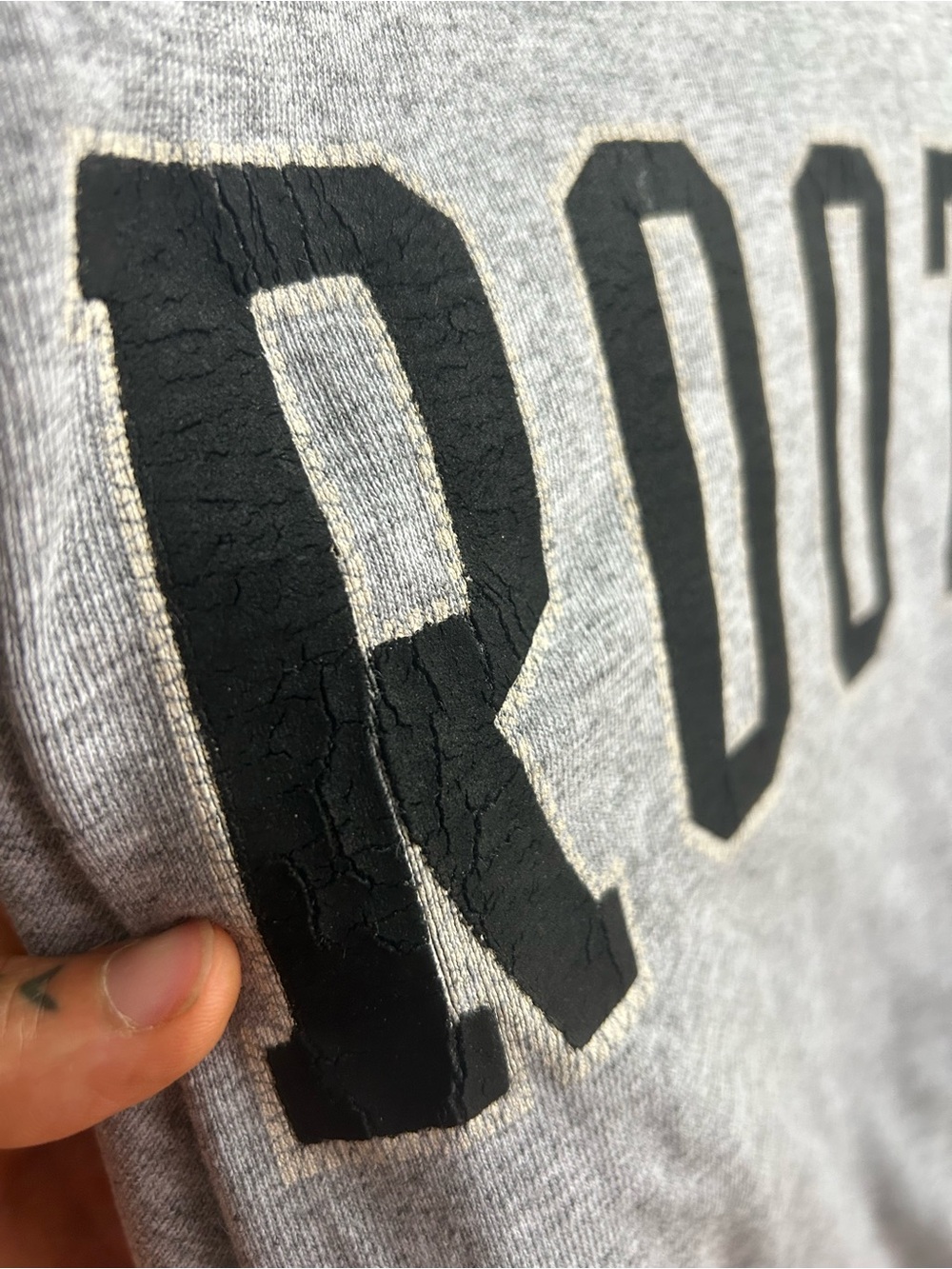 Vintage Y2K Roots Sporting Goods Hockey Jersey Long Sleeve Shirt Grey Black - Picture 15 of 16